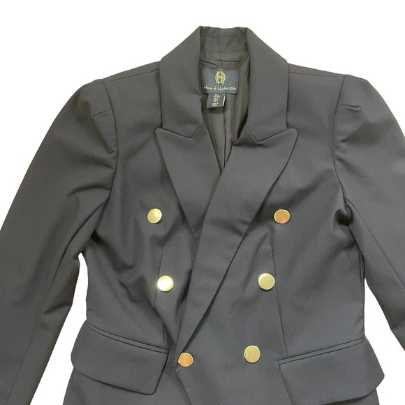 House of Harlow Black Gold Button Asymmetrical Blazer Women’s Size Small - Picture 4 of 7